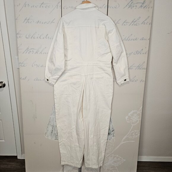 NWT Eloquii Denim White Jumpsuit Size 14 Gold Hardware $159 - Picture 3 of 13